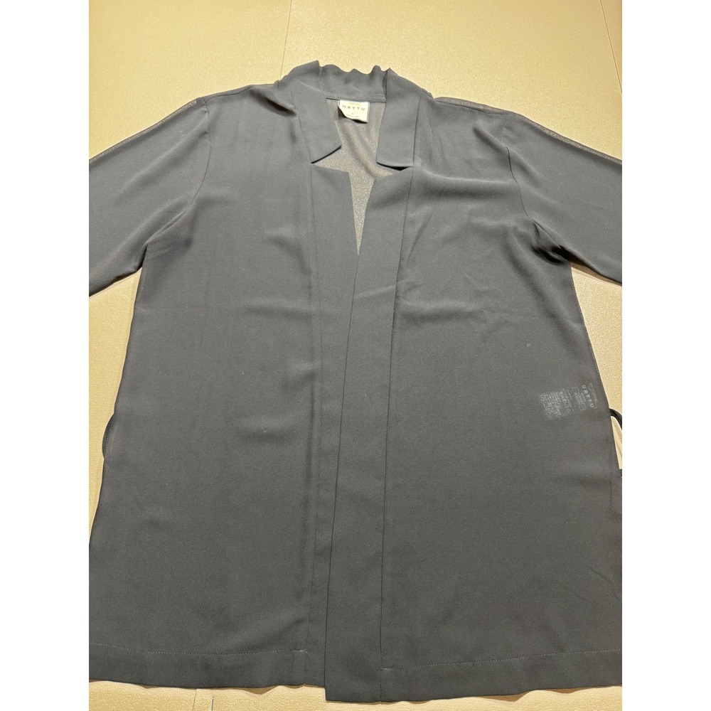 ORTTU Star Neck‎ Cardigan Black Sheer Open Front Lightweight Top Small